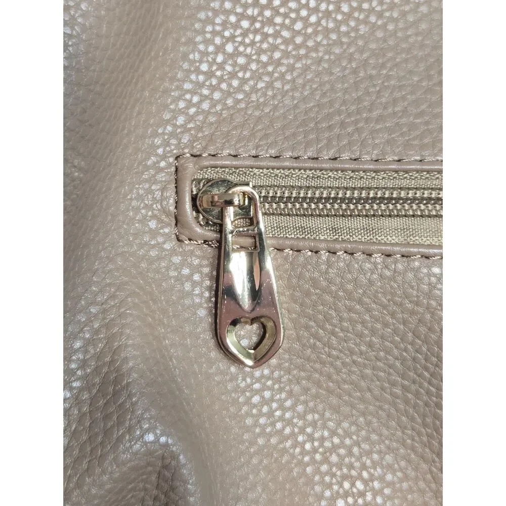 Rhinestone Pebble Grain Slouchy Hobo Bag | Large Shoulder Purse | Taupe Brown